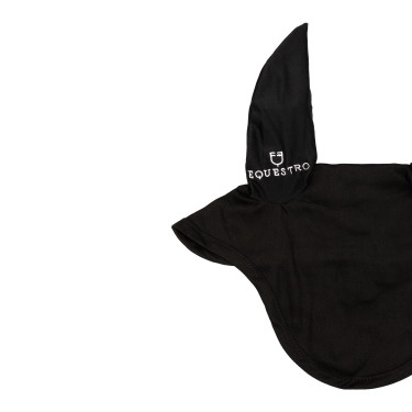 Cuffia antimosche per pony con orecchie elastiche collezione base Equestro Nero