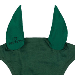 Cuffia antimosche per pony con orecchie elastiche collezione base Equestro Verde
