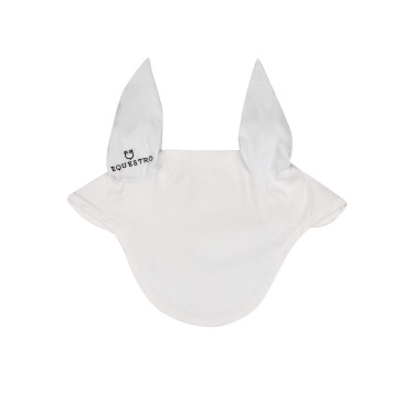 Cuffia antimosche per pony con orecchie elastiche collezione base Equestro Bianco