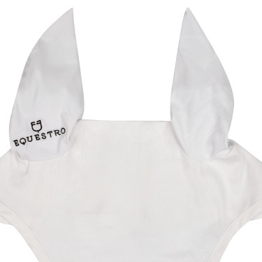 Cuffia antimosche per pony con orecchie elastiche collezione base Equestro Bianco