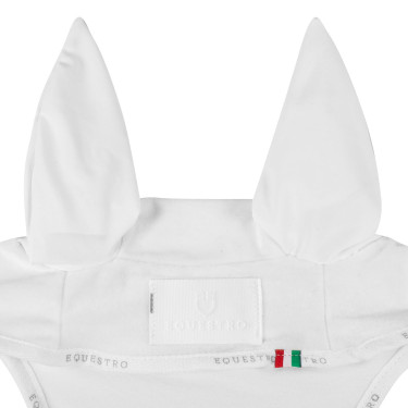 Cuffia anti-mosche in velluto e tessuto tecnico Equestro Bianco / bianco