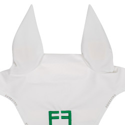 Cuffia anti-mosche in tessuto tecnico con logo multicolore Equestro Bianco / bianco / verde patriota