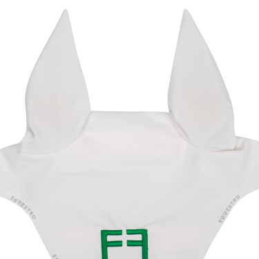 Cuffia anti-mosche in tessuto tecnico con logo multicolore Equestro Bianco / bianco / verde patriota