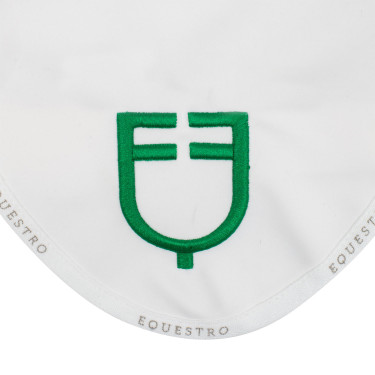 Cuffia anti-mosche in tessuto tecnico con logo multicolore Equestro Bianco / bianco / verde patriota