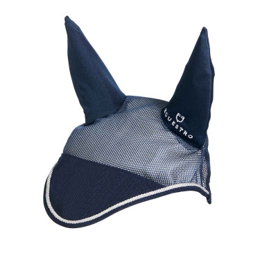 Cuffia antimosche in cotone e tessuto traforato Diamond Equestro Marina Blu marino