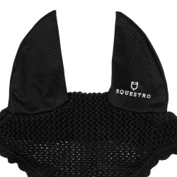 Cuffia antimosche in cotone con orecchie elastiche Equestro Nero Cuffia antimosche in cotone con orecchie elastiche Equestro Nero