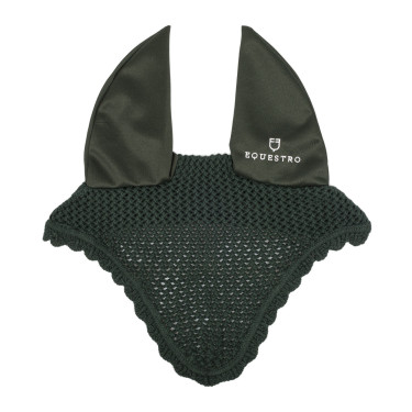 Cuffia antimosche in cotone con orecchie elastiche Equestro Verde