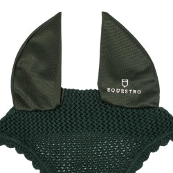 Cuffia antimosche in cotone con orecchie elastiche Equestro Verde