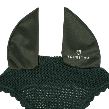 Cuffia antimosche in cotone con orecchie elastiche Equestro Verde
