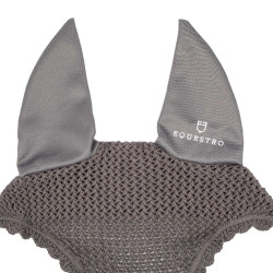 Cuffia antimosche in cotone con orecchie elastiche Equestro Grigio