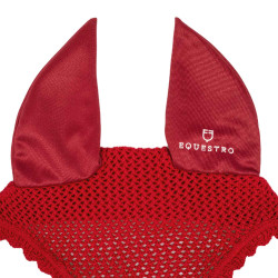 Cuffia antimosche in cotone con orecchie elastiche Equestro Rosso