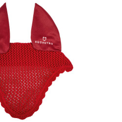 Cuffia antimosche in cotone con orecchie elastiche Equestro Rosso