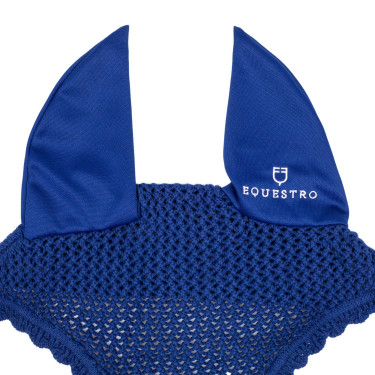 Cuffia antimosche in cotone con orecchie elastiche Equestro Blu reale