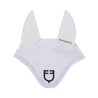 Cuffia antimosche in cotone con logo centrale New Style Equestro Bianco