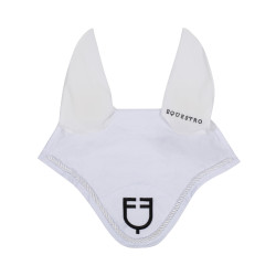 Cuffia antimosche in cotone con logo centrale New Style Equestro Bianco