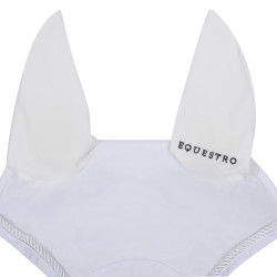 Cuffia antimosche in cotone con logo centrale New Style Equestro Bianco