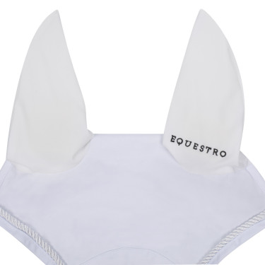 Cuffia antimosche in cotone con logo centrale New Style Equestro Bianco