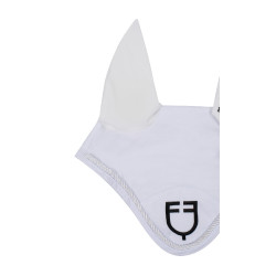 Cuffia antimosche in cotone con logo centrale New Style Equestro Bianco