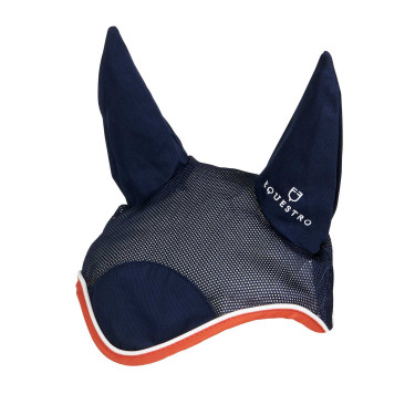 Cuffia anti-mosche in cotone antibatterico Equestro Blu navy / rosso