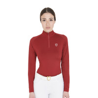 Strato base aderente a maniche lunghe da donna in tessuto tecnico Equestro Nero / bianco
