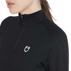 Strato base aderente a maniche lunghe da donna in tessuto tecnico Equestro Nero / bianco