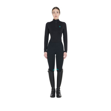 Strato base aderente a maniche lunghe da donna in tessuto tecnico Equestro Strato base aderente a maniche lunghe da donna in tessuto tecnico Equestro