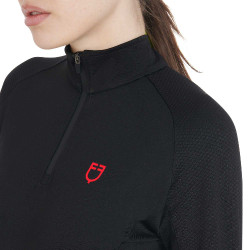 Strato base aderente a maniche lunghe da donna in tessuto tecnico Equestro Nero / rosso