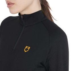 Strato base aderente a maniche lunghe da donna in tessuto tecnico Equestro Nero / giallo