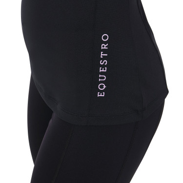 Strato base aderente a maniche corte da donna in tessuto tecnico Equestro Nero / lilla Strato base aderente a maniche corte da donna in tessuto tecnico Equestro Nero / lilla