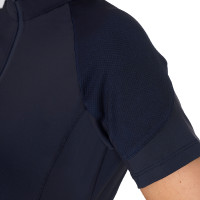 Strato base aderente a maniche corte da donna in tessuto tecnico Equestro Blazer navy / bianco Blu marino