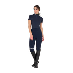Strato base aderente a maniche corte da donna in tessuto tecnico Equestro Blazer navy / bianco Blu marino
