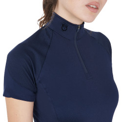 Strato base aderente a maniche corte da donna in tessuto tecnico Equestro Blazer da equitazione blu scuro / nero Blu marino Strato base aderente a maniche corte da donna in tessuto tecnico Equestro Blazer da equitazione blu scuro / nero Blu marino