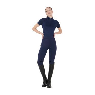 Strato base aderente a maniche corte da donna in tessuto tecnico Equestro Blazer da equitazione blu scuro / nero Blu marino Strato base aderente a maniche corte da donna in tessuto tecnico Equestro Blazer da equitazione blu scuro / nero Blu marino