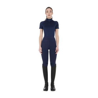 Strato base aderente a maniche corte da donna in tessuto tecnico Equestro Blazer da equitazione blu scuro / nero Blu marino Strato base aderente a maniche corte da donna in tessuto tecnico Equestro Blazer da equitazione blu scuro / nero Blu marino