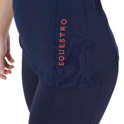Strato base aderente a maniche corte da donna in tessuto tecnico Equestro Blu navy / rosso