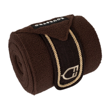 Bandas de polo para pony con logo bordado Diamond en juego de 4 Equestro Marrone