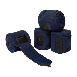 Fasce da polo anti-pilling con chiusura in velcro Acavallo, set da 4 Blu profondo / nero Blu marino