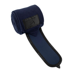 Fasce da polo anti-pilling con chiusura in velcro Acavallo, set da 4 Blu profondo / nero Blu marino