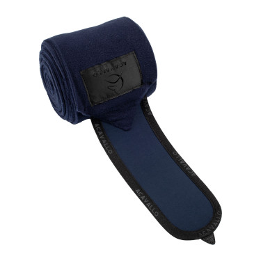 Fasce da polo anti-pilling con chiusura in velcro Acavallo, set da 4 Blu profondo / nero Blu marino