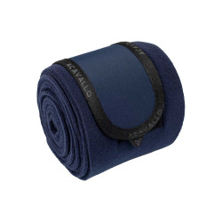 Fasce da polo anti-pilling con chiusura in velcro Acavallo, set da 4 Blu profondo / nero Blu marino