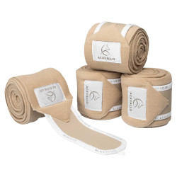 Fasce da polo anti-pilling con chiusura in velcro Acavallo, set da 4 Sabbia / bianco Beige