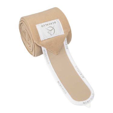 Fasce da polo anti-pilling con chiusura in velcro Acavallo, set da 4 Sabbia / bianco Beige