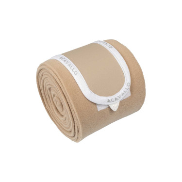 Fasce da polo anti-pilling con chiusura in velcro Acavallo, set da 4 Sabbia / bianco Beige