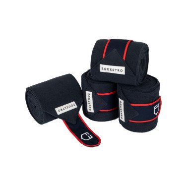 Fasce da polo con chiusura in velcro Trim set da 4 Equestro Blu navy / rosso