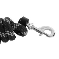 Lunga da Addestramento in Nylon Intrecciato con Punta in Pelle Nero