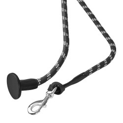 Lunga da Addestramento in Nylon Intrecciato con Punta in Pelle Nero