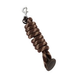 Lunga da Addestramento in Nylon Intrecciato con Punta in Pelle Marrone scuro