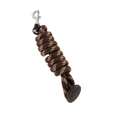 Lunga da Addestramento in Nylon Intrecciato con Punta in Pelle Marrone scuro