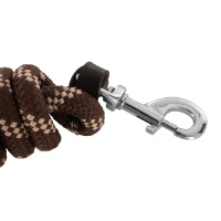 Lunga da Addestramento in Nylon Intrecciato con Punta in Pelle Marrone scuro
