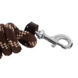 Lunga da Addestramento in Nylon Intrecciato con Punta in Pelle Marrone scuro